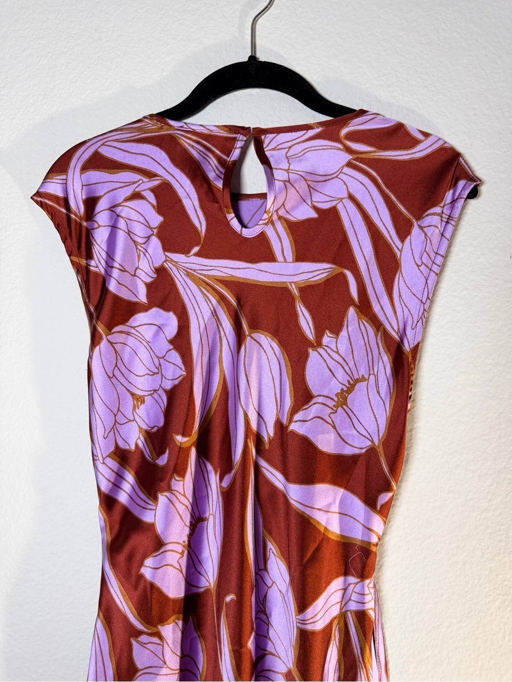 House of Harlow 1960 Cassia Floral Ring Maxi Dress Purple Brown M - Picture 7 of 12